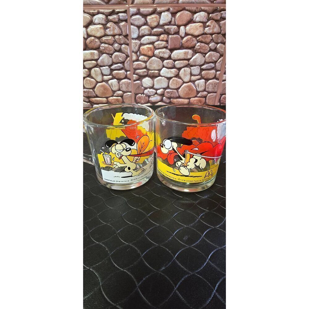 Vintage 1978 McDonalds Garfield Glass Coffee Mug Set of 4 Glasses - Picture 6 of 8